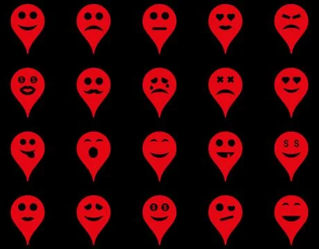 Emotion map marker icons Stock Illustration
