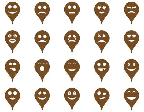 Emotion map marker icons Stock Illustration