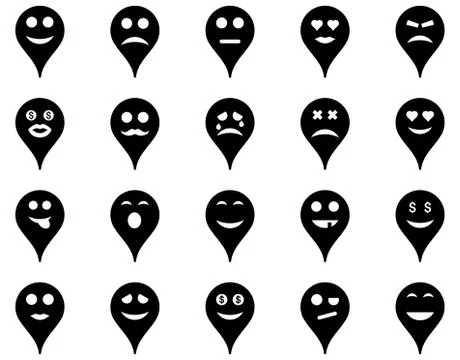 Emotion map marker icons Stock Illustration