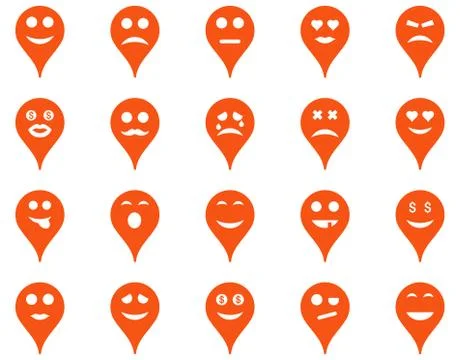 Emotion map marker icons Stock Illustration