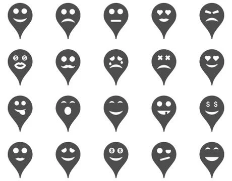 Emotion map marker icons Stock Illustration