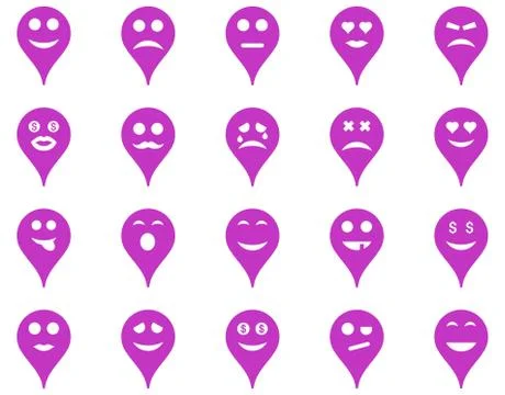 Emotion map marker icons Stock Illustration