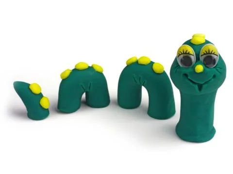Emotion plasticine green worm, children worm no. 02 Foto stock