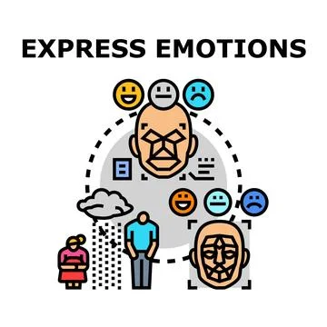 Emotion recognition analyzing psychological state and feelings Stock Illustration