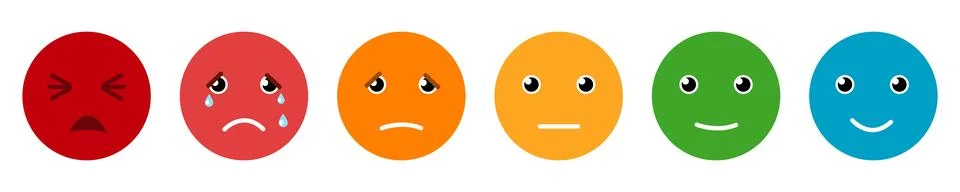 Emotion scale chart. Color face expression rating Stock Illustration