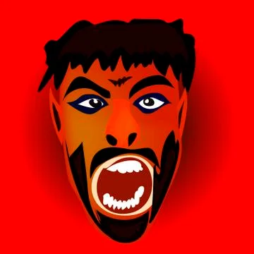Emotion of a screaming man on a red Stock Illustration
