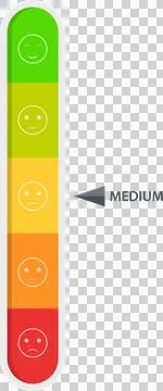 Emotion thermometer indicating a medium level of sentiment, ranging from ha.. Stock Illustration