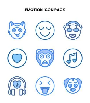 Emotion Two Colour Bundle Icons Pack Stock Illustration