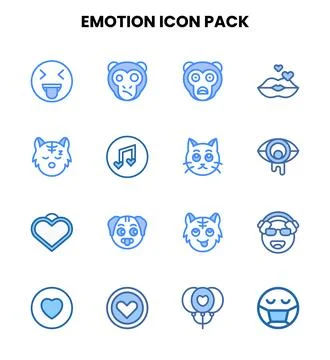 Emotion Two Colour Vector Icons Pack Stock Illustration