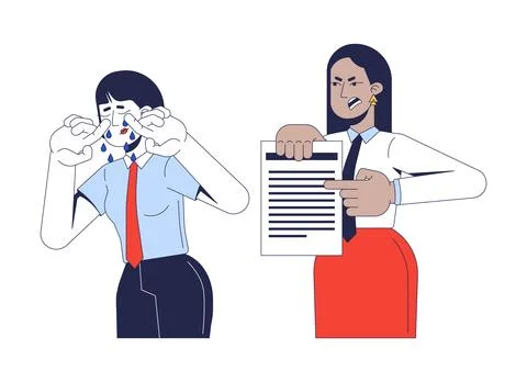 Emotional abuse at work 2D vector illustration Stock Illustration