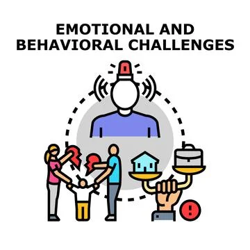 Emotional and behavioral challenges impacting various life aspects Stock Illustration