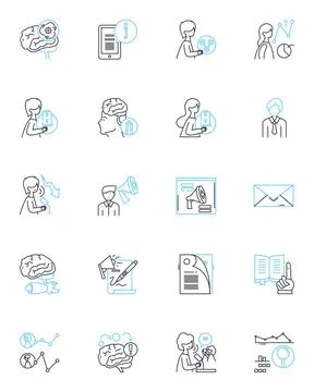 Emotional attachment linear icons set. Love, Bond, Connection, Devotion Stock Illustration