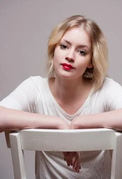 Emotional blond. Stock Photos