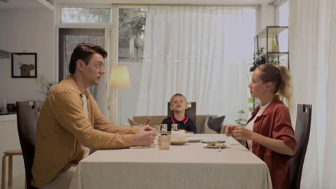 Emotional Couple Having Arguments during Family Dinner Stock Footage 281144912