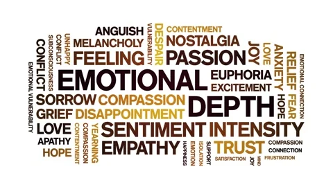 Emotional Depth animated word cloud,animation kinetic typography seamless loop. Stock Footage 323210742
