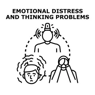 Emotional distress and thinking problems concept illustration Stock Illustration