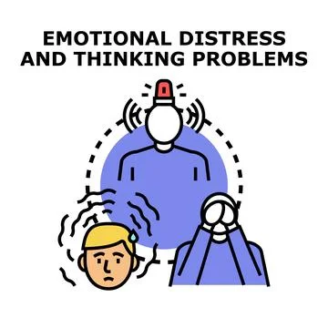 Emotional distress and thinking problems concept illustration Stock Illustration