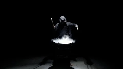 Emotional drummer on a black background Stock Footage