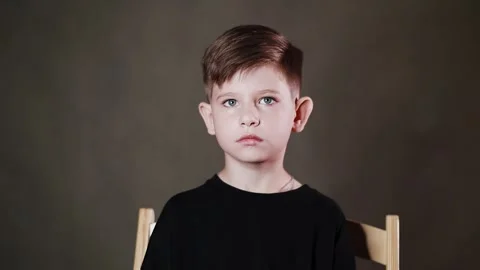 Emotional face of a boy, expression of different emotions Video stock 337774458
