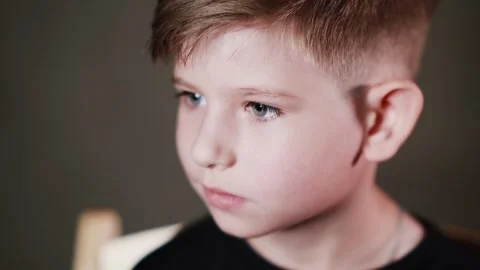 Emotional face of a boy, expression of different emotions Stock Footage 337774489