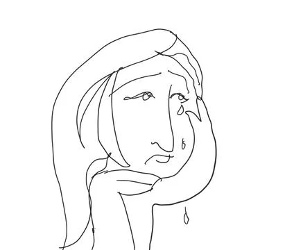 Emotional face in tears Stock Illustration