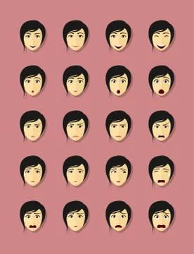 Emotional faces set Stock Illustration