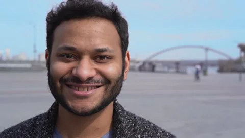 Emotional Indian man looking at camera, smiling 库存影片 152108419