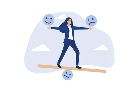 Emotional intelligence, balance emotion control feeling between work stressed Stock Illustration