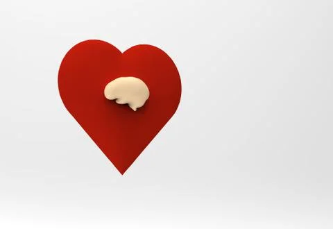 Emotional intelligence concept, brain inside a heart Stock Illustration