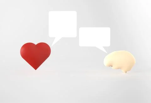 Emotional intelligence concept, brain inside a heart and speech balloon Stock Illustration