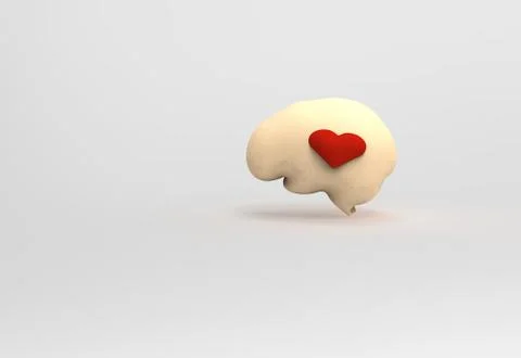 Emotional intelligence concept , heart inside a brain mindfulness Stock Illustration