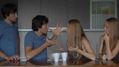 Emotional intelligence concept. Young couple analyzes their previous quarrel Stock Footage 102507348