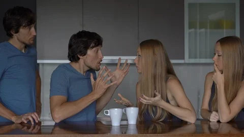 Emotional intelligence concept. Young couple analyzes their previous quarrel Stock Footage 102508487