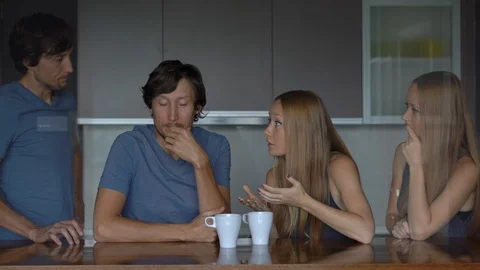 Emotional intelligence concept. Young couple analyzes their previous quarrel Stock Footage 102517509