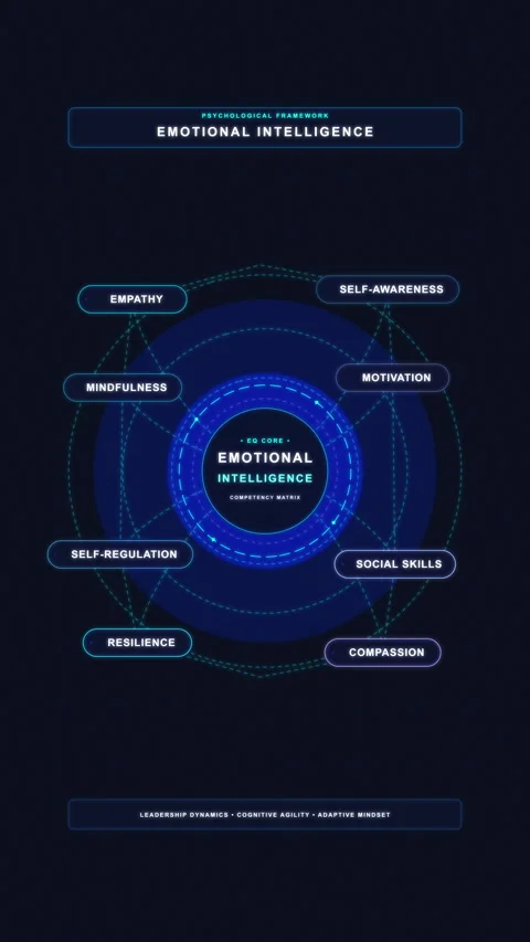 Emotional intelligence diagram animation loop with futuristic HUD elements Stock Footage 347053561