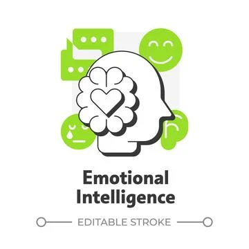 Emotional intelligence flat outline concept icon Stock Illustration