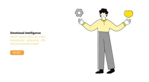 Emotional intelligence in flat style. Technology background. Stock Illustration