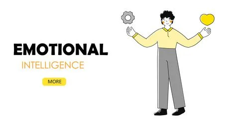 Emotional intelligence in flat style. Technology background. Stock Illustration