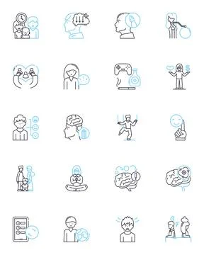 Emotional intelligence linear icons set. Empathy, Self-awareness, Self Stock Illustration