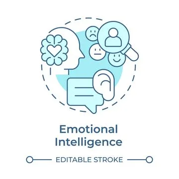Emotional intelligence soft blue concept icon Stock Illustration