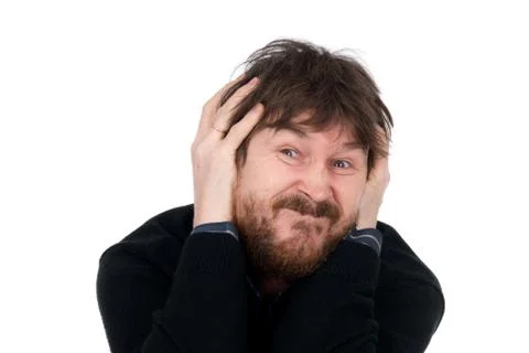 The emotional man pulls faces Stock Photos