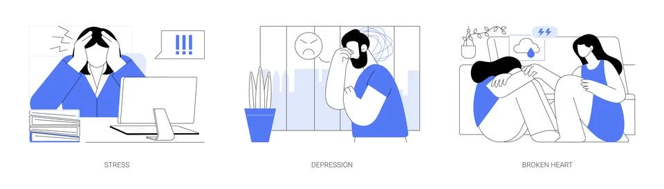 Emotional problems isolated cartoon vector illustrations se Illustrazione stock