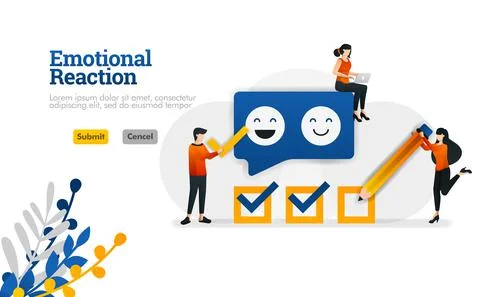 Emotional reaction for users and application developers. marketing and advert Stock Illustration