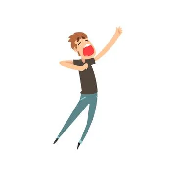 Emotional singer singing a song vector Illustration Stock Illustration