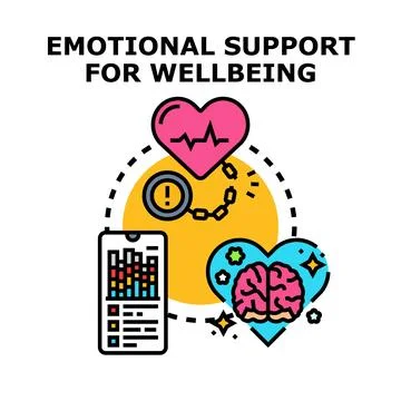 Emotional support wellbeing concept with digital app assistance Stock Illustration