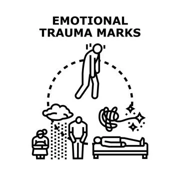 Emotional trauma marks affecting mental health concept Stock Illustration
