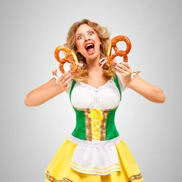 Emotional waitress. Stock Photos