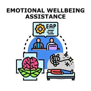 Emotional wellbeing assistance program for psychological health support Stock Illustration