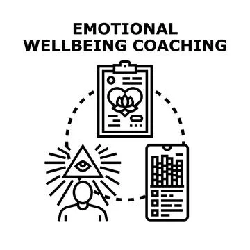 Emotional wellbeing coaching developing self awareness and digital tools 스톡 일러스트