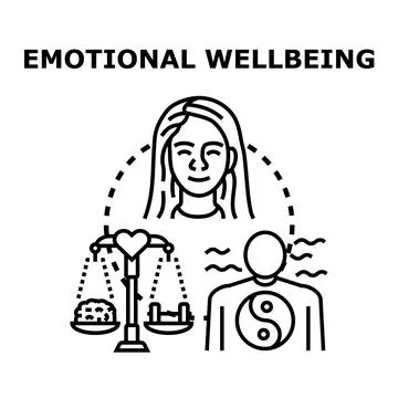 Emotional wellbeing concept balancing mind, body, and happiness Stock Illustration